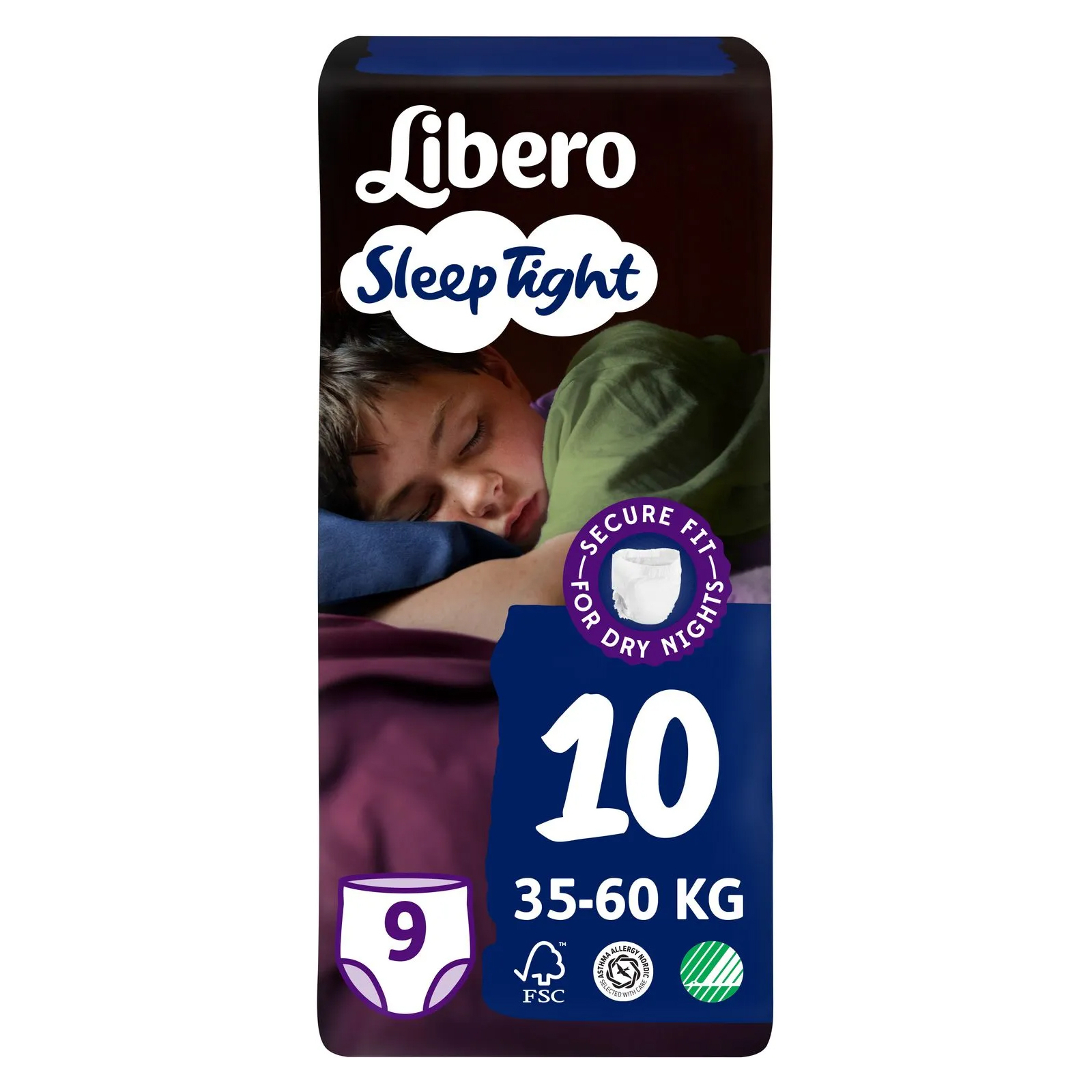 Підгузки Libero Sleep Tight Розмір 10 (35-60 кг) 9 шт (7322541180816)