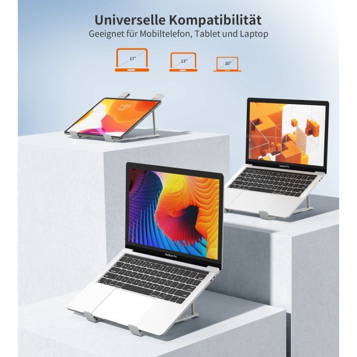 Подставка для ноутбука Choetech до 17", алюминий, компактный (H055-GY) изображение 6