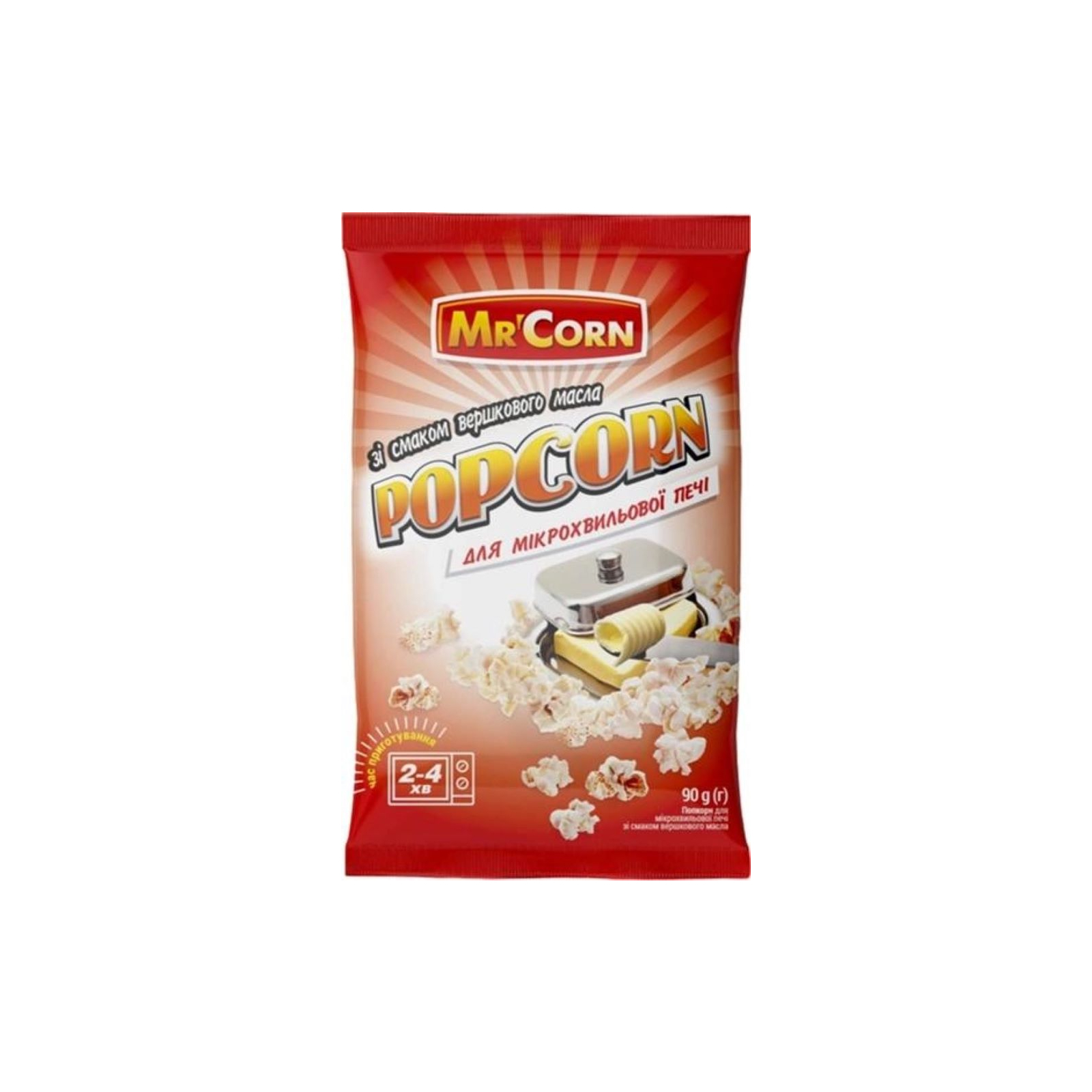 Попкорн Mr'Corn со вкусом сливочного масла для микроволновки 90 г (4820183270580)