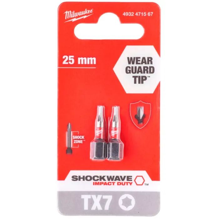 Набор бит Milwaukee SHOCKWAVE, TX7, 25мм, 2шт (4932471567) изображение 3