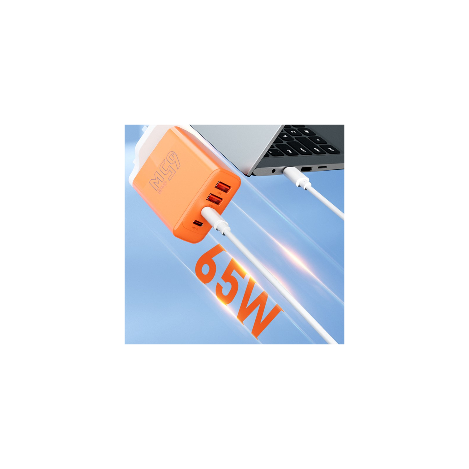 Зарядний пристрій Proda AZEADA Seagulls AZ-19 GaN5 65W USB-A (QC4.0) USB-C (PD3.0) orange (AZ-19-OR) зображення 8