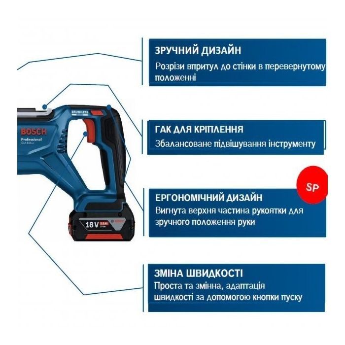 Сабельная пила Bosch GSA 185-LI, 18 В, пропил 230мм, ход 28мм (без АКБ и ЗУ (0.601.6C0.020) изображение 11