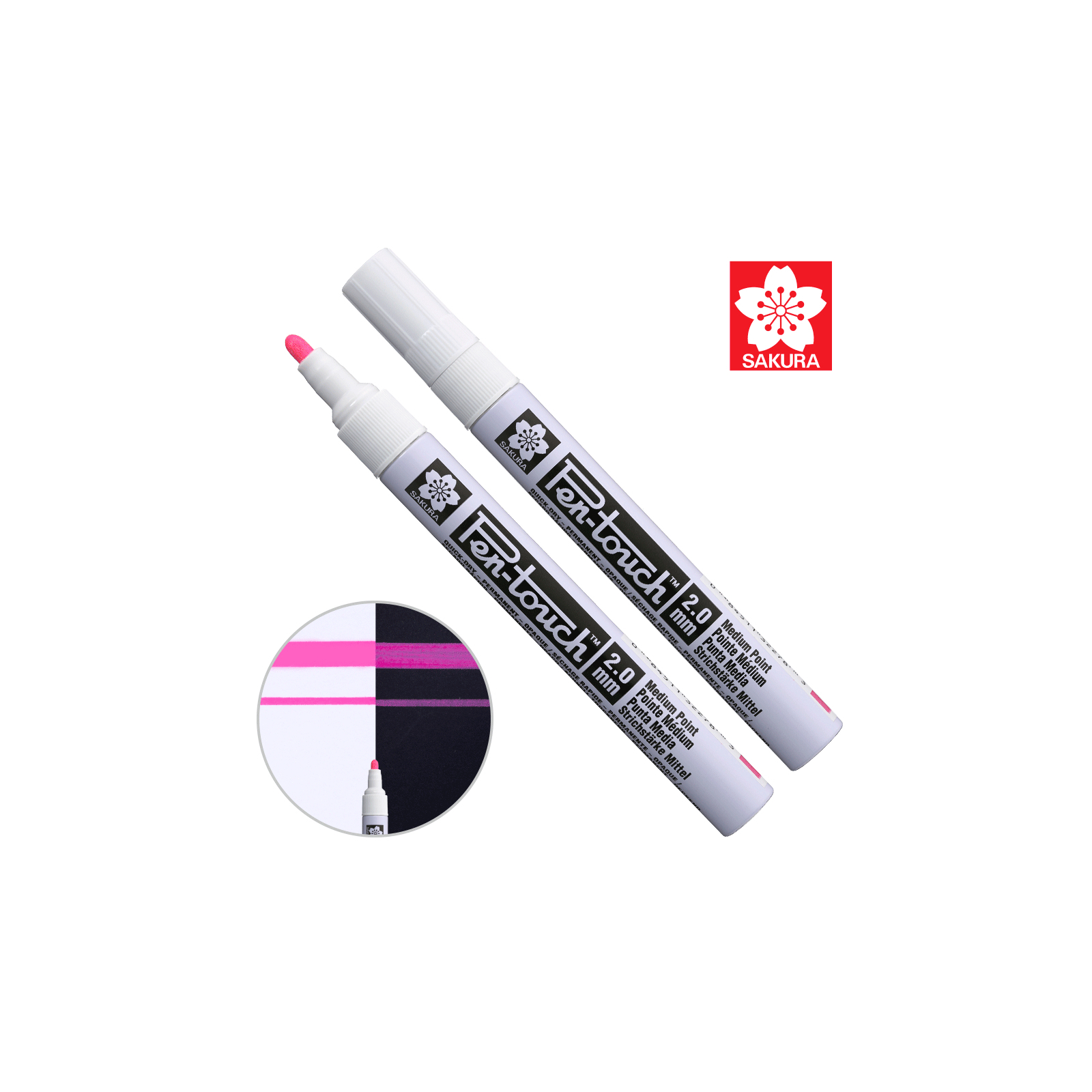 Маркер Sakura Pen-Touch Рожевий, флуоресцентний, середній (MEDIUM) 2.0мм (084511322783)