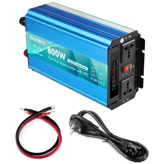 Автомобильный инвертор Choetech 12/220V 1000Вт, с функцией ИБП, чистая синусоида (INV-C1000WUPS-EU) изображение 4