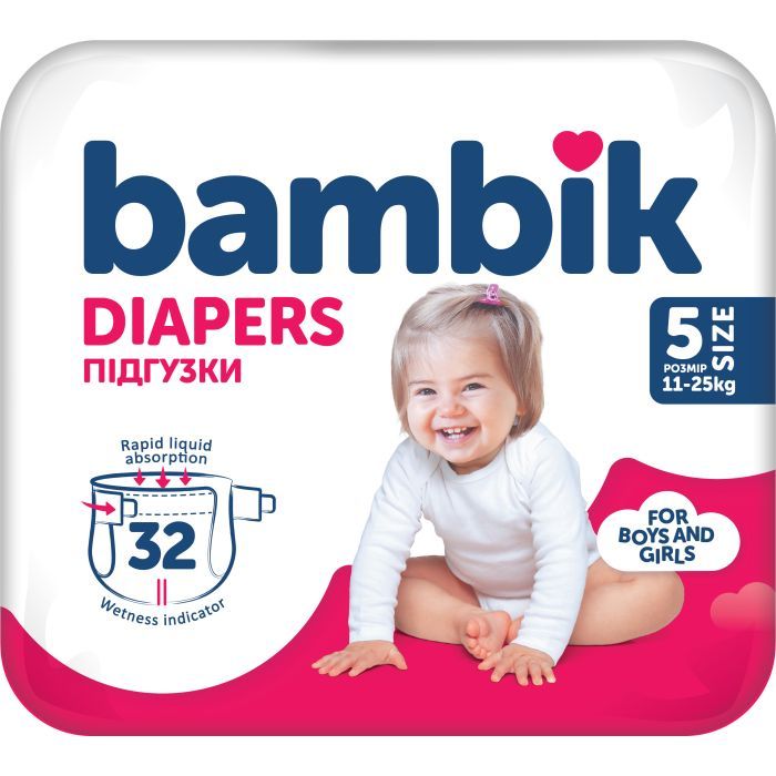 Підгузки Bambik Medium JUNIOR Розмвр 5 (11-25 кг) 32 ш (4823071652260) зображення 2