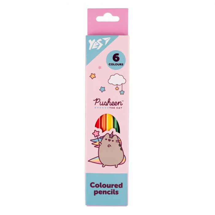 Олівці кольорові Yes 6 кольорів Pusheen рожево-бірюзовий (290725)