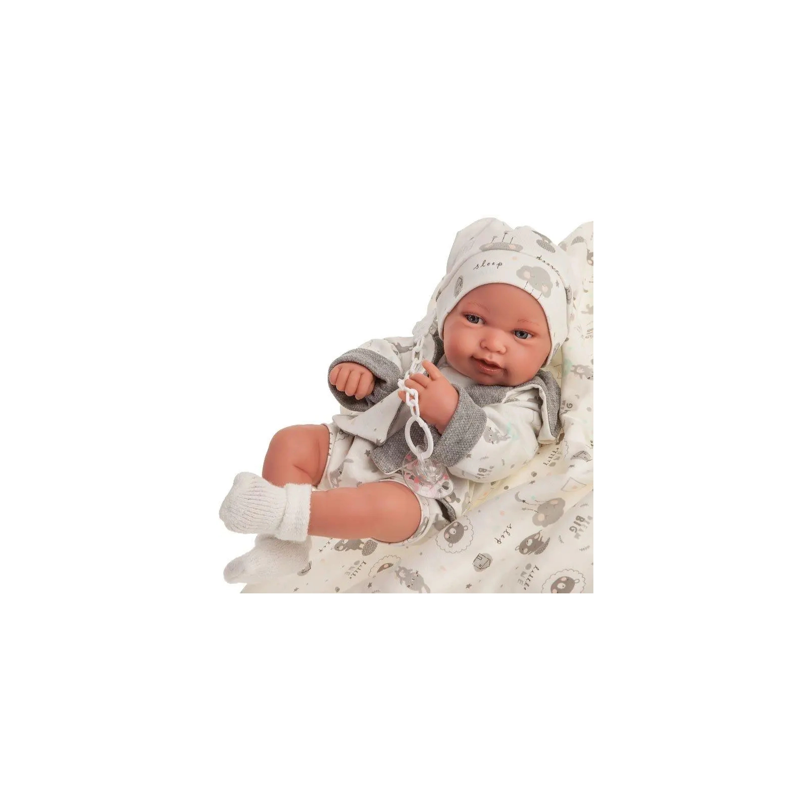 Пупс Antonio Juan Новорожденный Пипо в сером с виниловым телом 42 см (50083) изображение 4