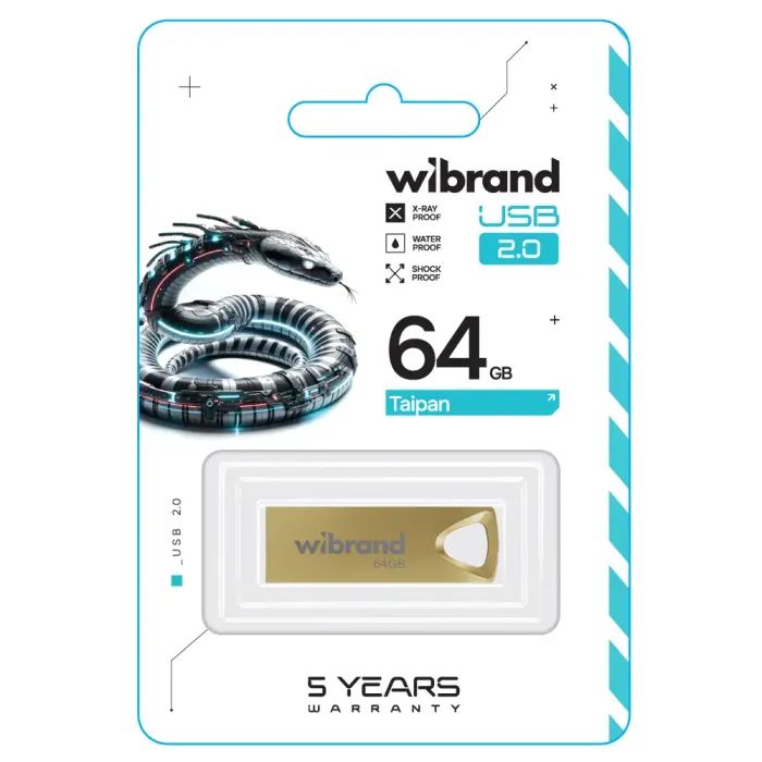 USB флеш накопичувач Wibrand 8GB Taipan Gold USB 2.0 (WI2.0/TA8U2G) зображення 2
