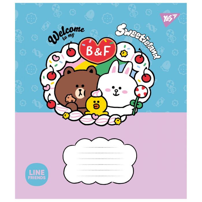Зошит Yes Line Friends. Sweetieland 12 аркушів коса лінія (766935) зображення 6
