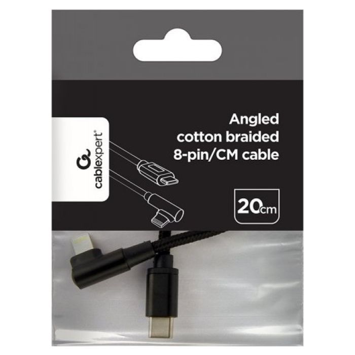 Дата кабель USB-C to Lightning 0,2m angle Cablexpert (CC-USB2-CMLML-0.2M) зображення 3