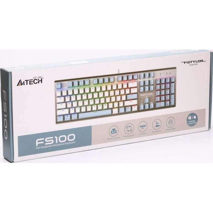 Клавиатура A4Tech FS100 RGB FS Switch USB Icy Blue (4711422004069) изображение 10