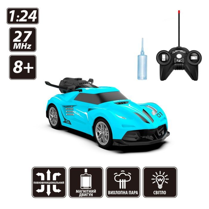 Радиоуправляемая игрушка Sulong Toys Spray Car - Sport (голубой, 1:24, свет, функция туман) (SL-354RHBL) изображение 12