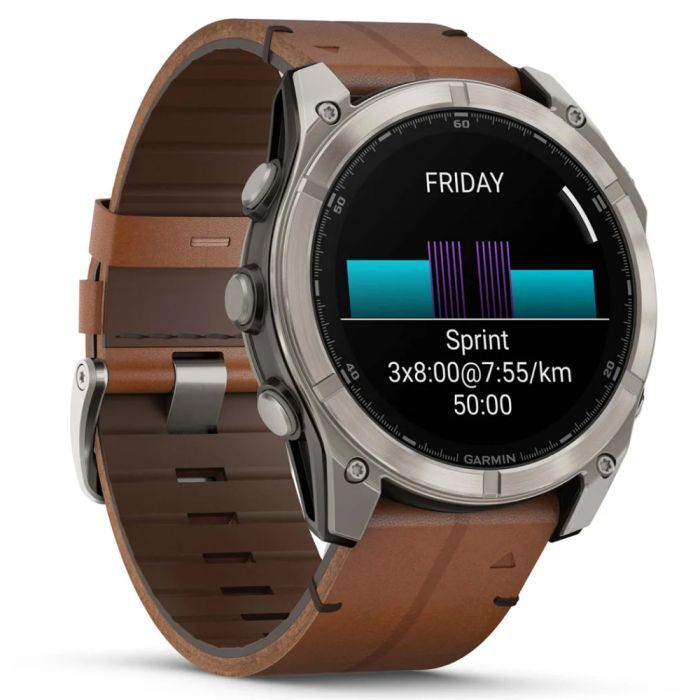 Смарт-часы Garmin fenix 8 51mm,AMOLED,Sapphire, Bare Ti, Blk/Chsnt Lthr (010-02905-40) изображение 3