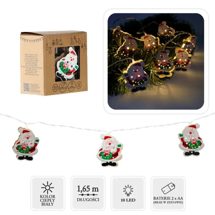 Гирлянда Chomik Санта-Клаус 1.65 м 10 LED Теплый белый (5900779854086) изображение 7