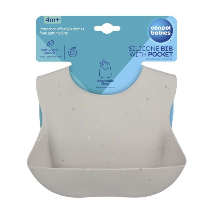 Нагрудничок Canpol babies DOTS силіконовий з кишенькою, сірий (51/029_grey) зображення 2