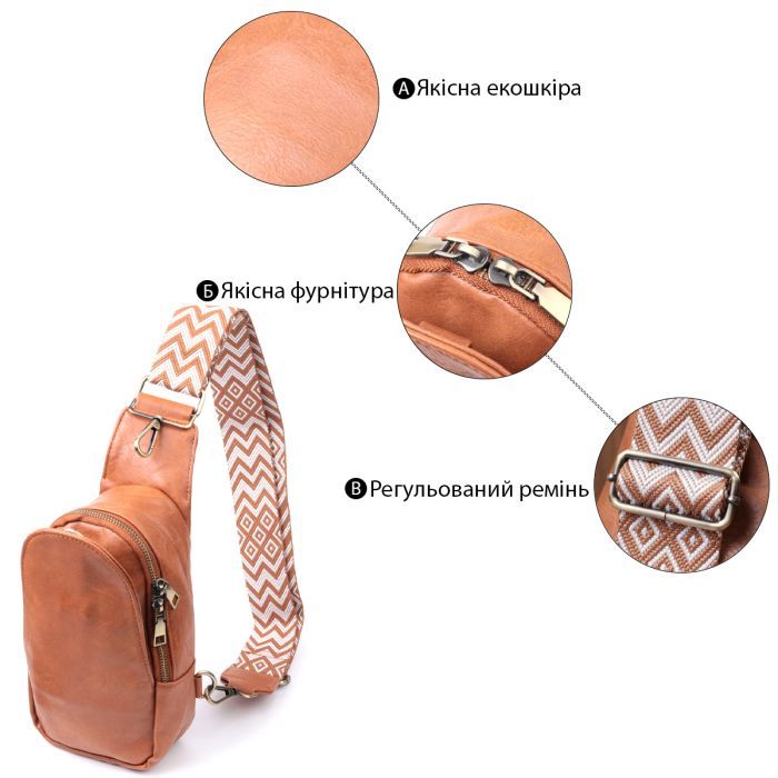 Сумка Vintage Через плечо из экокожи Рыжая (22793) изображение 4