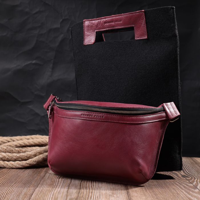 Сумка Grande Pelle Бананка из натуральной кожи Розовая (22815) изображение 11