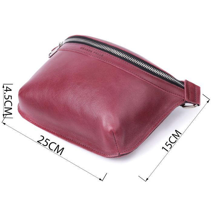 Сумка Grande Pelle Бананка из натуральной кожи Розовая (22815) изображение 3