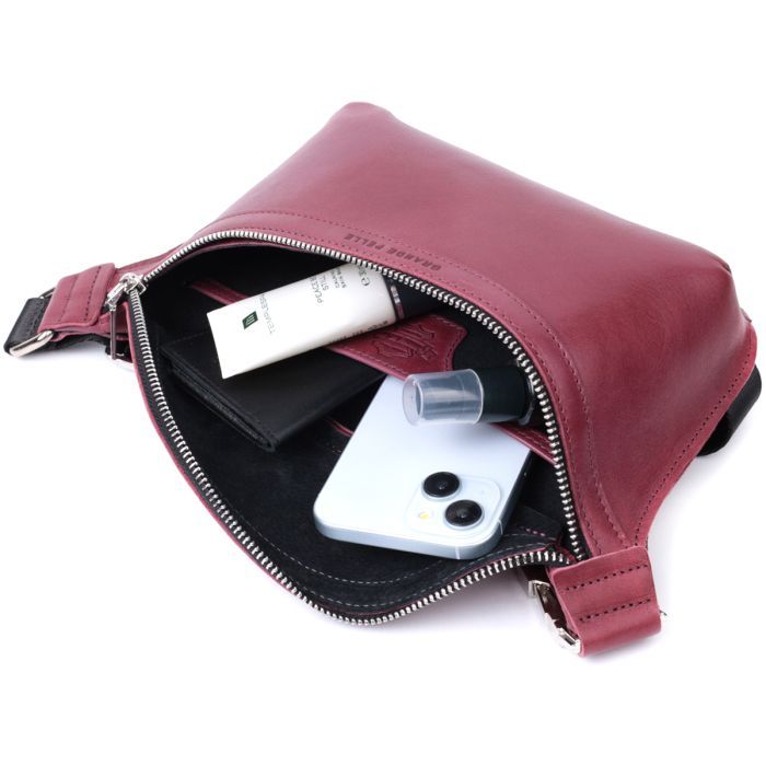 Сумка Grande Pelle Бананка из натуральной кожи Розовая (22815) изображение 8