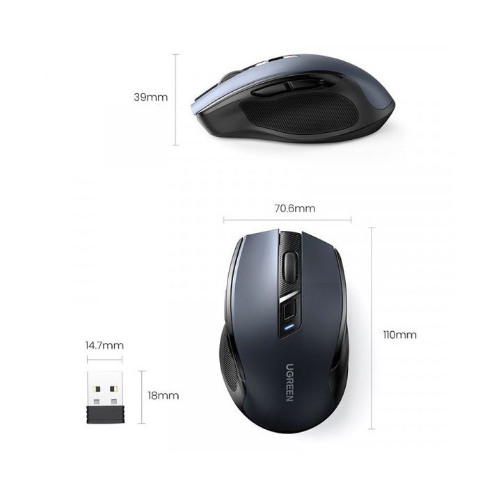 Мишка Ugreen MU006 Ergonomic Wireless Blue (15064) зображення 7