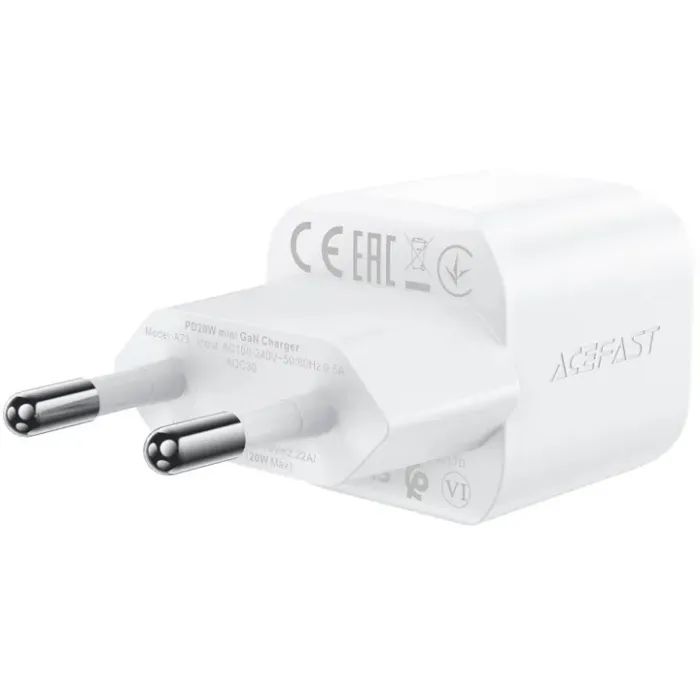Зарядное устройство Acefast USB-C 20W Gan A73 mini + USB-C cable Fast Charger White (6974316282655) изображение 3