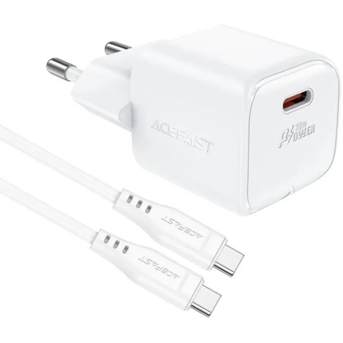 Зарядное устройство Acefast USB-C 20W Gan A73 mini + USB-C cable Fast Charger White (6974316282655) изображение 4