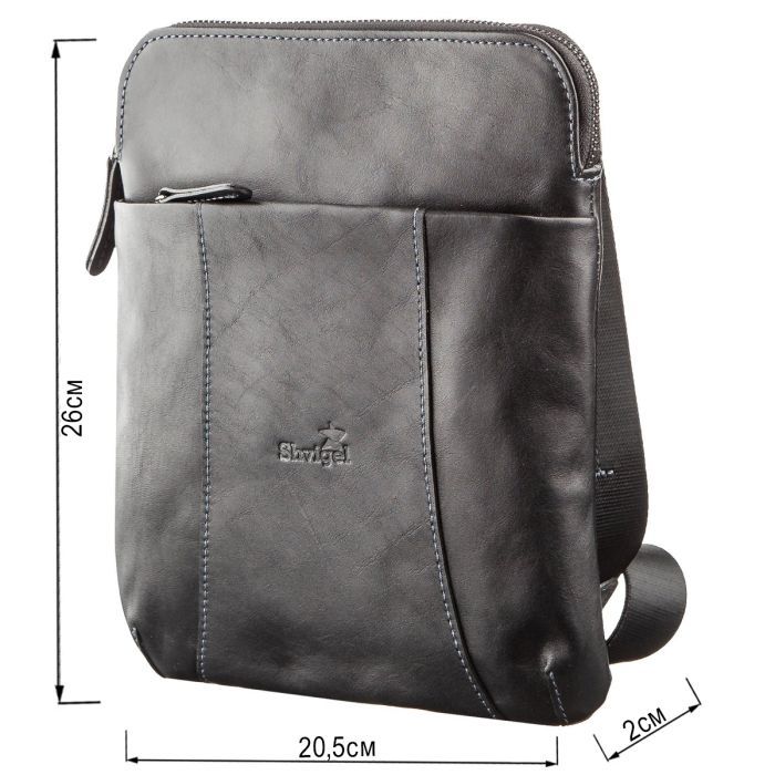 Сумка Shvigel З вінтажної шкіри Чорна (11177) зображення 3