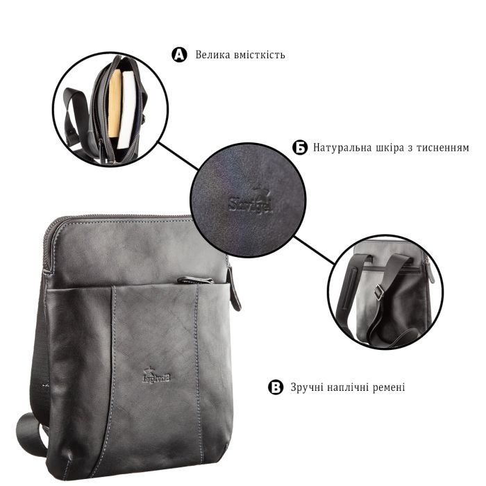 Сумка Shvigel З вінтажної шкіри Чорна (11177) зображення 4