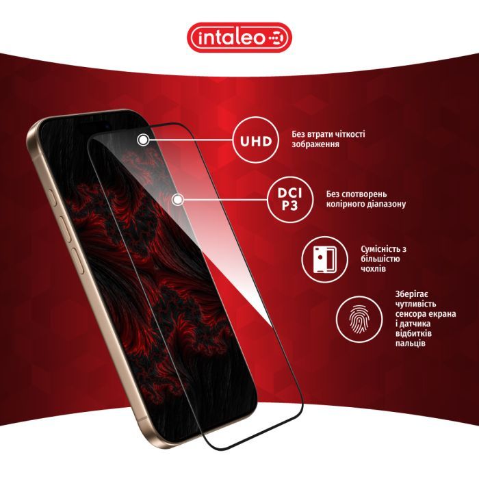 Скло захисне Intaleo Full Glue Apple iPhone 16 Pro Black (1283126593802) зображення 4