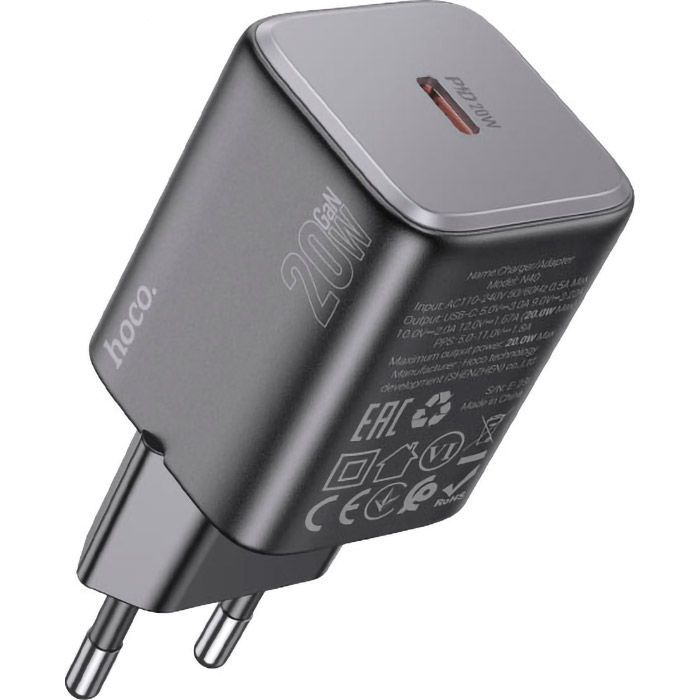 Зарядное устройство HOCO N40 Mighty USB-C PD20W Black (6942007616966)