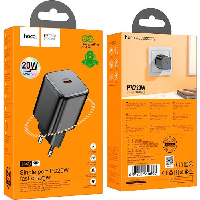 Зарядное устройство HOCO N40 Mighty USB-C PD20W Black (6942007616966) изображение 4