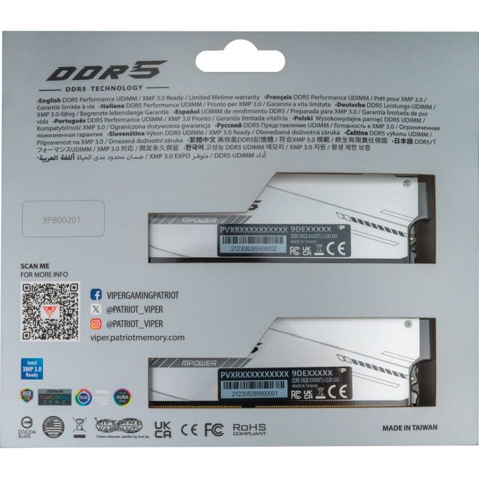 Модуль пам'яті для комп'ютера DDR5 32GB (2x16GB) 6000 MHz Viper Xtreme 5 MPOWER RGB Patriot (PVXR532G60C30KM) зображення 8