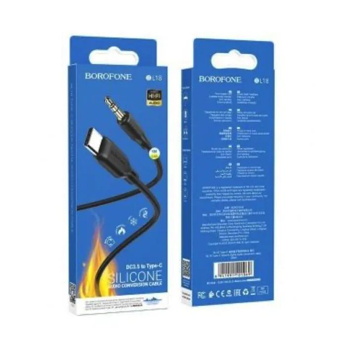 Кабель мультимедійний USB-C to 3.5mm M 1.0m silicone black BOROFONE (6941991101069) зображення 4