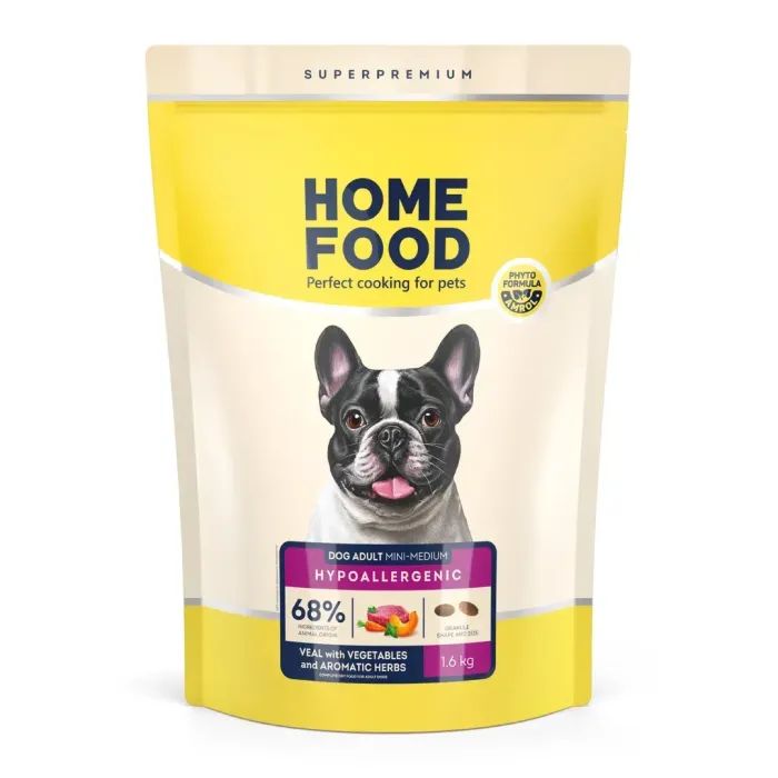 Сухий корм для собак Home Food ADULT MINI/MEDIUM Hypoallergenic з телятиною, овочами та духмяними травами 10 кг (4820290090354)