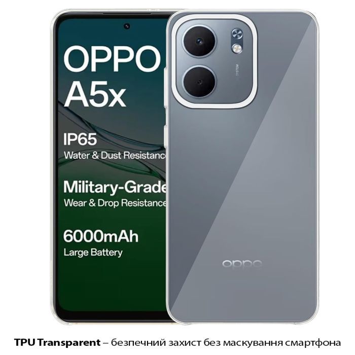 Чохол до мобільного телефона BeCover Silicone Oppo A5x 4G/5G Transparent (713789) зображення 2