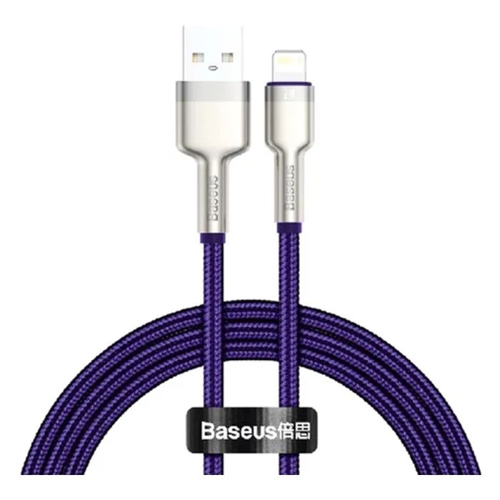 Дата кабель USB 2.0 AM to Lightning 1.0m 2.4A metal purple Baseus (CALJK-A05)