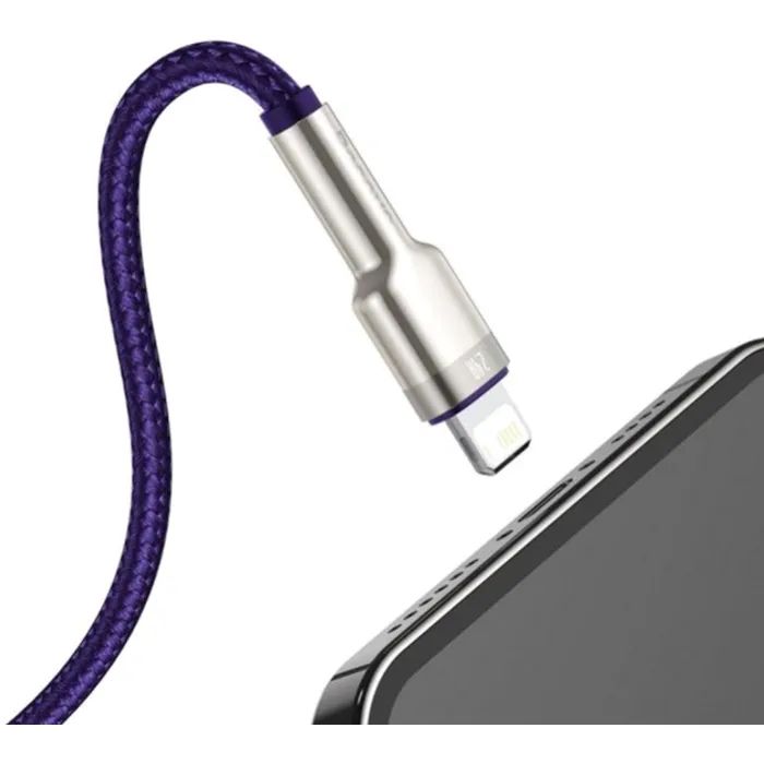 Дата кабель USB 2.0 AM to Lightning 1.0m 2.4A metal purple Baseus (CALJK-A05) зображення 3