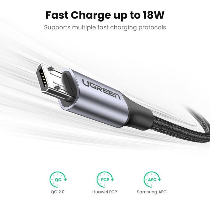 Дата кабель USB 2.0 AM to Micro 5P 1.5m 2A US290 white Ugreen (60152) изображение 2