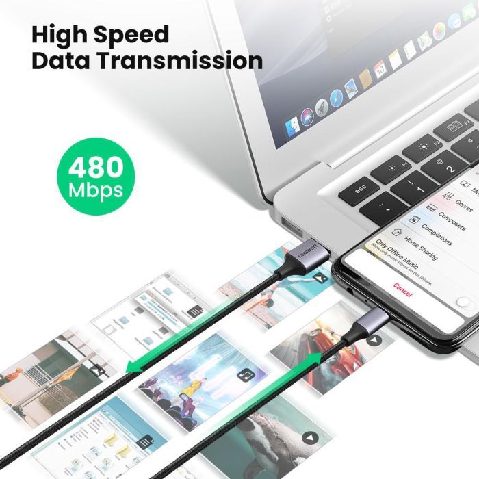 Дата кабель USB 2.0 AM to Micro 5P 1.5m 2A US290 white Ugreen (60152) изображение 3