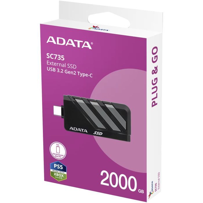 Накопитель SSD USB 3.2 2TB SC735 ADATA (SC735-2000G-CCBK/GY) изображение 6