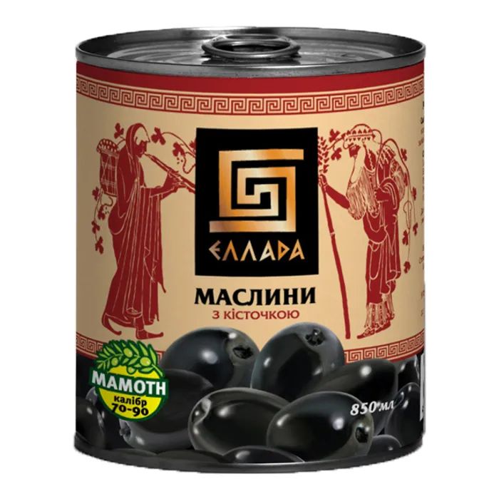 Овощная консервация Ellada Mammoth Маслины с косточкой 850 мл ж/б ключ (4820104250585)
