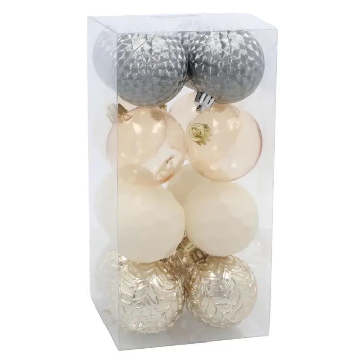 Елочная игрушка Chomik пластикові кульки 16 шт, 6см, мікс кольорів (5900779900004)