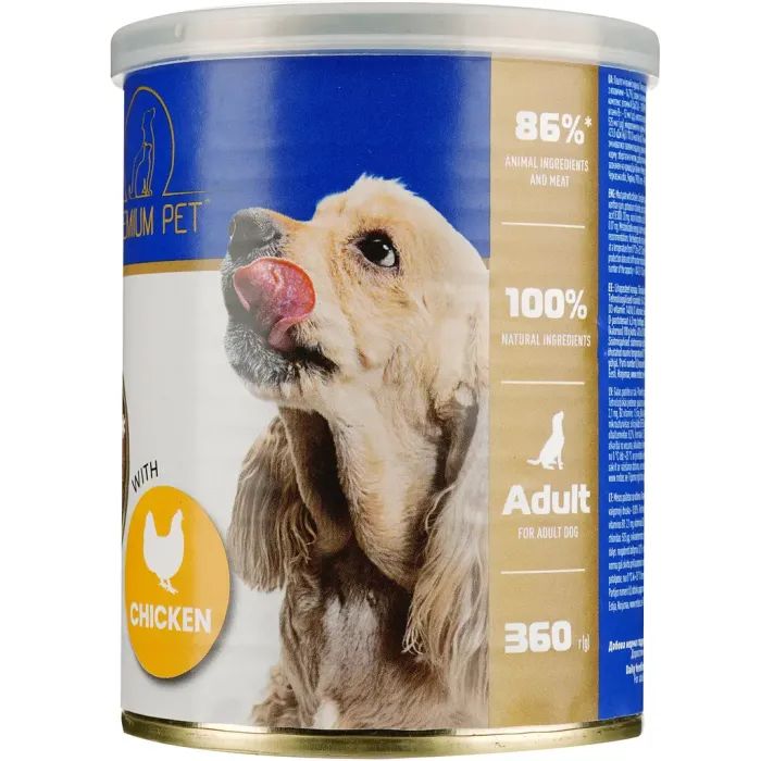 Консервы для собак PREMIUM PET с курицей 360 г (4820255191782)