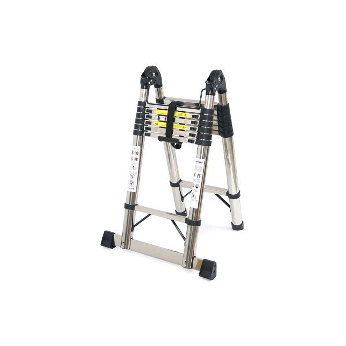 Лестница Voltronic 2.9м двойная 7+7 ступеней, нержавеющая сталь, до 150кг, ширина 45см (YT43387)