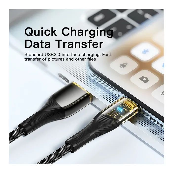 Дата кабель USB 2.0 AM to USB-C 1.0m 7A black Essager (EXCT-XJ01-P) зображення 4