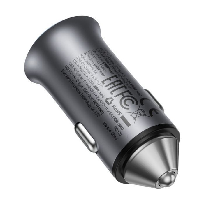 Зарядное устройство Acefast 1xUSB-C + 1xUSB 95W car adapter B16 black (6974316284970) изображение 3