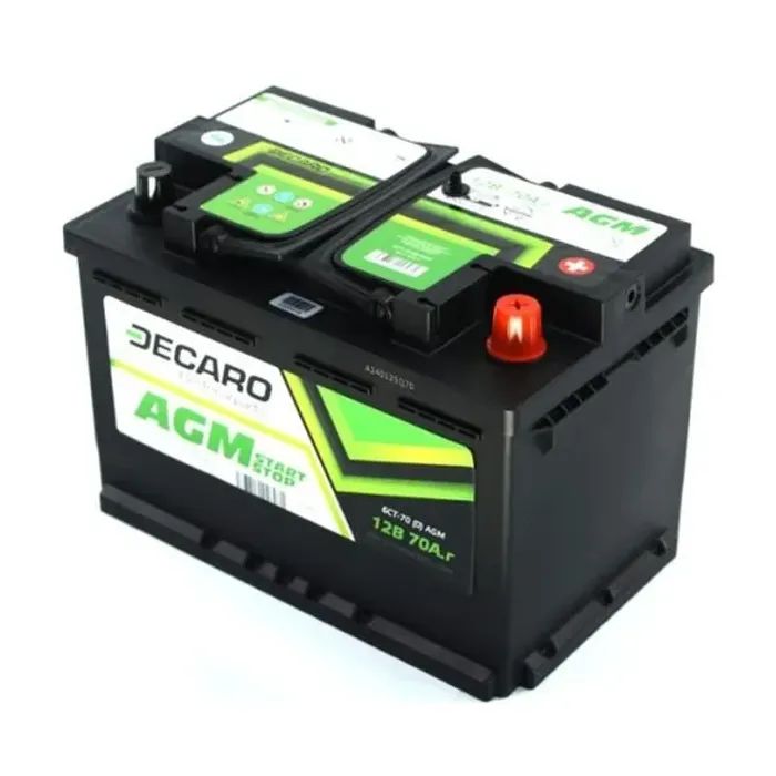 Акумулятор автомобільний DECARO 70Ah-12v AGM Start-Stop (278х175х190), R, EN760 (6СТ-70 (0) AGM)