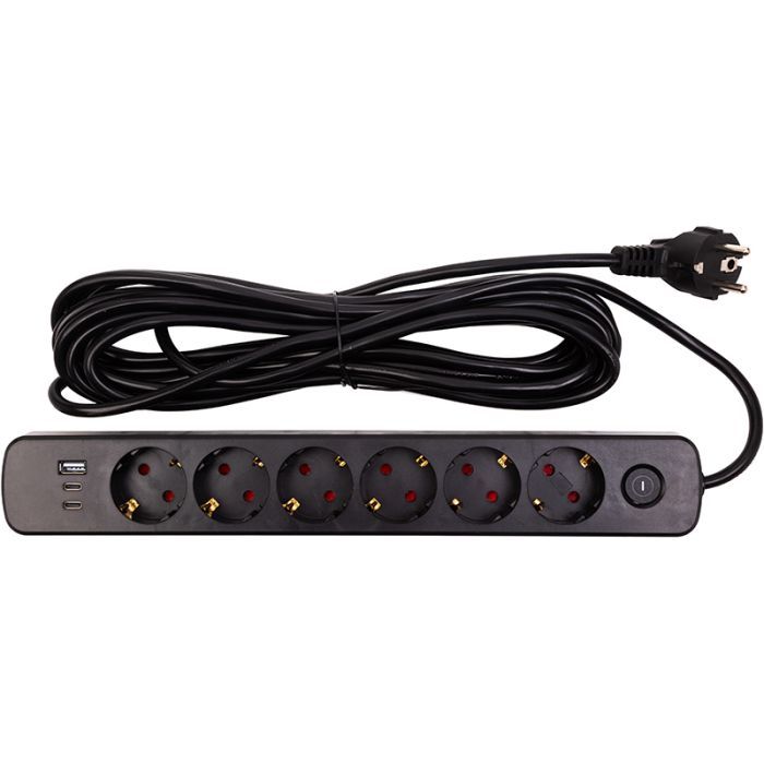Сетевой фильтр питания PowerPlant 3м, 6 розеток, USB (YS-N6086/3c) (EX610662) изображение 2