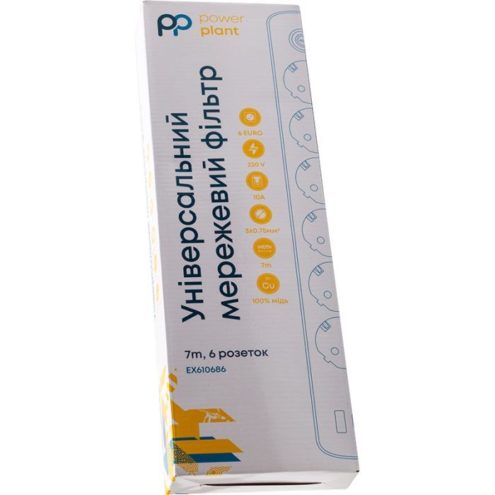 Сетевой фильтр питания PowerPlant 3м, 6 розеток, USB (YS-N6086/3c) (EX610662) изображение 4