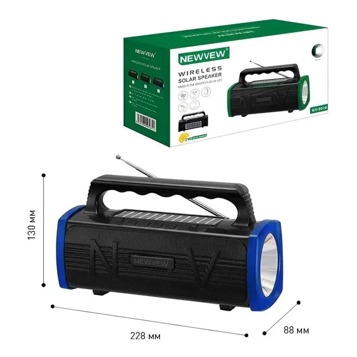 Акустическая система NEWVEW NV-9010 Solar Panel/BT/USB/TF/FM Blue (NWVW-NV-9010-BL) изображение 4